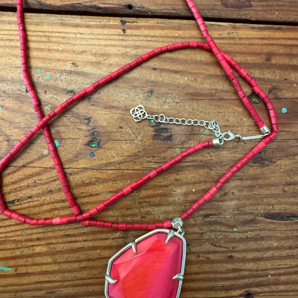 Kendra Scott Vibrant Red Beaded Necklace with Pendant
